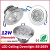 Gratis verzending dimbare 9W 12W downlights LED-lampen 85-265V verzonken verlichting LED-spotlamp met LED-driver 3 jaar garantie