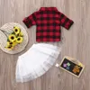 Natale Neonate abiti neonato rosso nero Plaid top + Tutu gonne di pizzo 2 pezzi / set moda Autunno Natale bambini reticolo Abbigliamento Set C5377