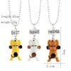 Child cute Best friends forever Necklace Monkey Donuts Princess dog food Ice cream Resin Pendant Bead chain For Children friendship Jewelry