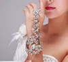 Women Fashion Crystal Rhinestone Bracelet Arm Chain Wedding Bridal Glove Hand Chain Jewelry Luxury Bride Wrist Bracelets254H