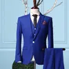 Nova Moda Um Botão Azul Royal Do Noivo Smoking Padrinhos Blazer Excelente Homens de Negócios Formal Do Partido do baile de Finalistas Terno (Jaqueta + Calça + Gravata + Colete) NÃO; 939