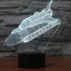 Multi-color Change LED Lamp 3D Illusion LED Space Airplane Lamp With Desk Light #T56