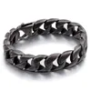 22cm (8,65 tum) bred 15mm 316L Rostfritt stål Högkvalitativ Curb Chain Bracelet Black Mens Fashion Xmas Presenter för Mens