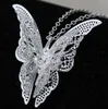 Brand New Women Lady Girl 925 Sterling Silver Plated Butterfly Naszyjnik Wisiorek Fit Charm Moda Biżuteria