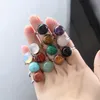 10mm 12mm Natursten Ring Vit Blå Turkos Opal Rosa Kristall Chakra Öppna Ring För Kvinnor Smycken