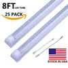 90W 8ft 2.4m Cooler Door Integrated T8 Led Tubes Light V-Shaped lighting 270 Angle Led Fluorescent Tube Light Cool White 85-265V Stock USA