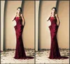 New Ziad Nakad Evening Dresses Vintage Burgundy Strapless Crystals Beads Floor Length Luxury Mermaid Celebrity Pageant Dresses Prom Gow