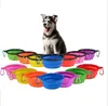클립 클립 후크와 애완 동물 실리콘 접이식 그릇 접이식 고양이 물 접시 애완 동물 휴대용 피더 강아지 여행 그릇
