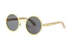 Gafas de sol redondas de montura completa de lujo con gafas de sol de madera de bambú beige estilos de verano gafas de cuerno de búfalo para hombres y mujeres con origin6108990