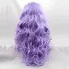 Lange Paars Pruik Cosplay Body Wave Pure Color Synthetisch Hittebestendig Licht Paars Kant Front Synthetische Pruiken voor Vrouwen