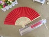 Free shipping Wholesale 50pcs/lot White Elegant Folding Silk Hand Fan with Organza Gift bag Wedding & Party Favors Gift