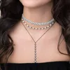 Hip Hop Women Necklace Miami Cuban Link Chain Choker Iced Out Sparking Bling Choker Punk Lady Hiphop Jewelry235R