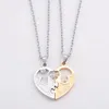 Grave Heart Crystal Pendant Necklace Letter Matching CZ Par Lovers Halsband Kvinnor Män Kedja Elegant kärleksmycken 2 st/set