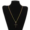 Iced Out Kleurrijke Zirconia CZ Cross Kettingen Hangers Punk Hiphop Mode-sieraden Met Goud Kleur 3mm Cubaanse Chain322C