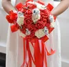 Newest Wedding Bouquets Cheap Handmade Artificial Purple Beige Roses First Class Quality Brides Bouquets240a