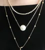Collier de clavicule européen et américain de style chaud serti de pendentif en cristal avec trois couches de collier de perles bijoux de mode classique exquis