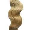Estensioni dei capelli brasiliani biondi 40 pezzi 100 g / fascio Nastro adesivo Estensione dei capelli Estensioni della trama della pelle Nastro dell'onda del corpo nell'estensione dei capelli umani