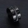 European and American Stylish Titanium Steel Camera Lens Ring Black Rotary Scale Ring Men's Creative Ring Jewellery