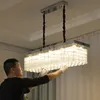 Lyxig modern kristall ljuskrona lampa för matsal rektangel kök ö hängande kristaller lampor