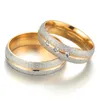 Gold Dull Polish Stainless Steel Ring Diamond Couple Engagement Wedding Rings Men Womens Fashion Jewelry will and sandy