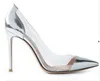 2018 Patent leather white gold sliver nude thin high heel pumps Plexiglass Clear PVC party shoes pointed semi-sheer sapatos feminin