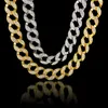 Iced Out Hip Hop Bling Łańcuchy Biżuteria Mężczyźni Rhinestone Crystal Gold Silver Miami Cuban Link Łańcuch Naszyjnik