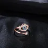 Anneau réglable pour les femmes Rose Gold Color Blue Crystal Evil Eye Jewelry Bijoux Girls Party Bague Trendy Fashion Rings1380921