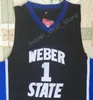 Дешевые майки колледжа Лилларда Weber State 0 Дамиан Лиллард Джерси мужчины черная спортивная баскетбольная форма