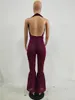 2017 Fashion Sexy Women Glitter Jumpsuit Sleeveless Halter Skinny Nightclub Ladies Backless Party Flared Sparkly Romper Catsuit