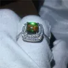 Venta al por mayor nupcial anillo de plata de ley 925 colorido Ammolite piedra de ópalo anillo de compromiso anillos de boda para las mujeres joyería única