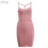Adyce Women Bandage Dress Vestidos Verano 2018 New Arrival Pink Celebrity Party Dresses Spaghetti Strap Hollow Out Runway Dress