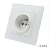 Hot Sale New Outlet,French Standard Wall Power Socket, GB-C7C1FR-1,White Crystal Glass Panel, AC 110~250V 16A