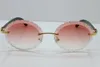 Ganz neue T8200761 schwarze Büffelhorn-Sonnenbrille, randlos, geschnitzte Besatzlinse, Vintage-Unisex-Outdoor-Fahrbrille, Haltung258R