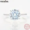 Vecalon fait à la main 100% réel 925 bague en argent Sterling princesse coupe 1ct Sona diamant fiançailles bagues de mariage pour les femmes