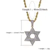 Hip Hop Men Gold Color Star Of David Plated Necklace Micro Pave Iced Out CZ Stone Pendant Necklaces with Rope Chain