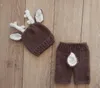 Calças de chapéu de bebê de malha de crochê artesanal Conjunto de recém-nascidos