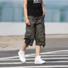 Top Mens  Cargo Pants Baggy Calf-Length Pants Casual Coon Multi Loose Pocket Short Trousers For Man Overalls Army Pant