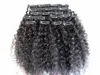 3B 3C Clip In Hair Extensions Brazilian Kinky Curly Virgin Human Hair Thick Weft 120G 2Sets Full Head Natural Color