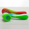 Silicone Tabac Fumer Cigarette Pipe Eau Narguilé Bong Portable Shisha Main Cuillère Tuyaux Outils Avec Bol En Verre 519