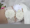 Bridal Garters 2 Pieces set Sexy Real Picture Pearls Glass Crystals for Bride Lace Wedding Garters Handmade Cheap Prom In Stock