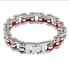 Punk Men Women Motorcycle Bicycle Chain Bracelets Red Black Gold Color Mixed Color Block Bike Biker Cool Man Stainless Steel Bangle Jewelry