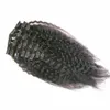 10pcs 120g clip diritta crespa nelle estensioni dei capelli umani capelli Remy brasiliani 100% capelli naturali umani grossolani Yaki clip in nero naturale