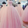 2019 Yeni Lüks Pembe Balo Quinceanera Elbiseler Kristaller için 15 Yıl Tatlı 16 Artı Boyutu Pageant Balo Parti Kıyafeti QC1030