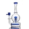 Blå Arm Träd Bong Straight Ball Glas Bongs Drum Bottom DAB Rig Glas Bong Gratis frakt