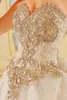 Sweetheart Luxury Wedding Dress Real Photo With Swarovski Crystal Ball Gown Lace Applique Court Train Tulle Diamond Bling Bridal Gown