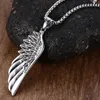 Mannen Choker Rvs Vintage Gothic Feather Angel Wing Hangers Ketting Zilveren Toon Kettingen Kolye Sieraden 24 "