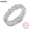 Vecalon Kobiety Zespoły ślubne Pierścień 925 Sterling Silver Princess Cut 4mm Diamond CZ Pierścienie Zaręczynowe dla Kobiet Palec Biżuteria