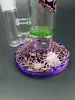 15 Pcs Purple Colored Glass Bongs Hookahs Oil Dab Rigs Green Heady 14.5mm Joint Water Pipes Beecomb Perc 9 Inches Height Straight Tube WP533