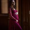 Lace Maternity Dress Gown Wedding Party Trumpet Dresses Pregnant Women Long Maxi V Neck Dress Maternity Photography Props