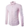 5 couleurs taille asiatique XXXL hommes à manches longues coupe ajustée chemise habillée bouton couvert plaine blanc rose chemises hommes vêtements 2018 CS11